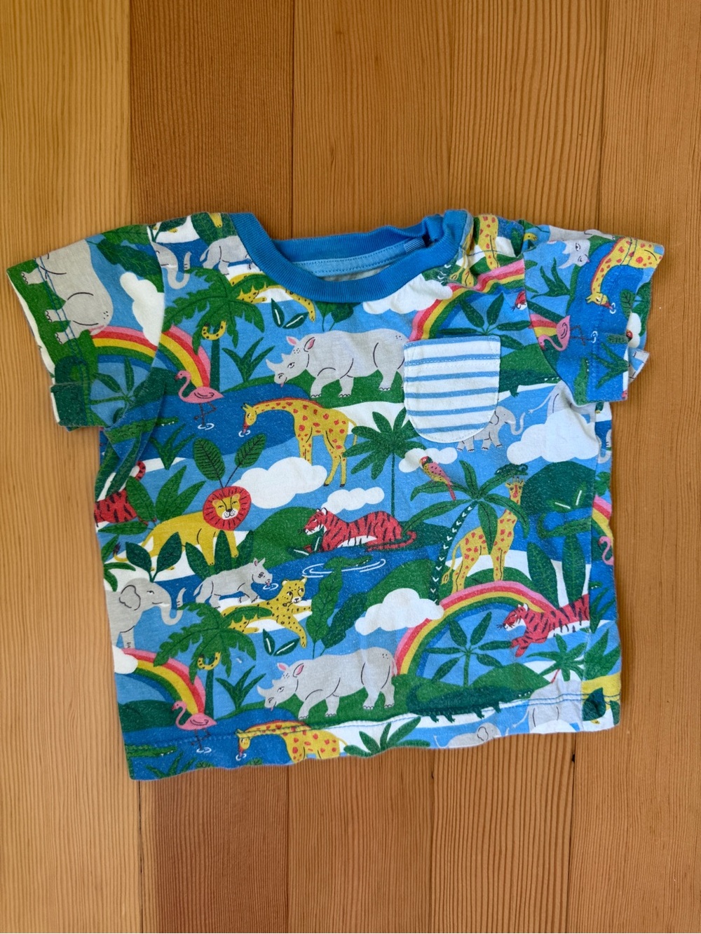 Baby Boden Tropical Jungle Animal Tee - Blue, Green, Yellow